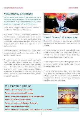 REFLEXIONES, SENTIMIENTOS E IMÁGENES PARA LA CELEBRACIÓN DE FIN DE AÑO Y AÑO NUEVO.José María Toro