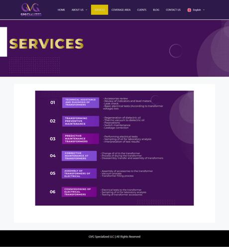 Diseño de página web para GVG Specialized Diseño de página web para GVG Specialized