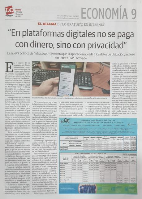 La crónica del Quindío referencia a Carlos Cortés