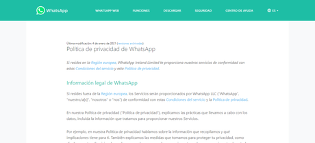WhatsApp nuevas políticas de privacidad 2021