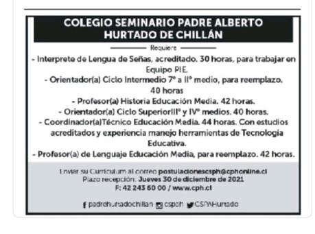 OPORTUNDADES DE EMPLEOS PARA ORIENTADORES. SEMANA 27-12-2021 AL 02-01-2022.