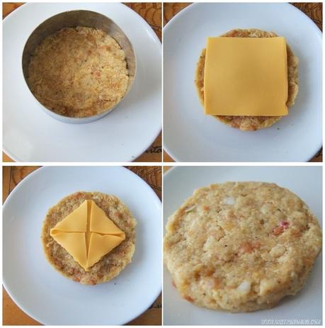 Hamburguesas de pollo rellenas de queso