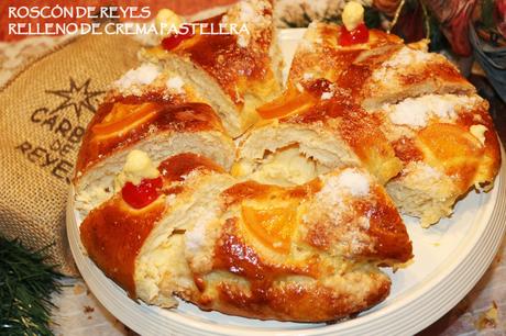 ROSCÓN DE REYES DE SIL 2022 {RELLENO DE CREMA PASTELERA}