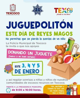 POLICÍAS MUNICIPALES DE TEXCOCO INVITAN A DONAR UN JUGUETES Y SER PARTE DEL “POLIJUGUETÓN 2022”