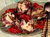 Flores alcachofas lascas queso jamón ibérico