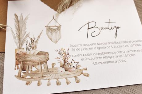 Invitaciones de Bautizo de Estilo Boho Invitaciones de Bautizo de Estilo Boho