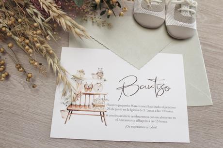 Invitaciones de Bautizo de Estilo Boho Invitaciones de Bautizo de Estilo Boho