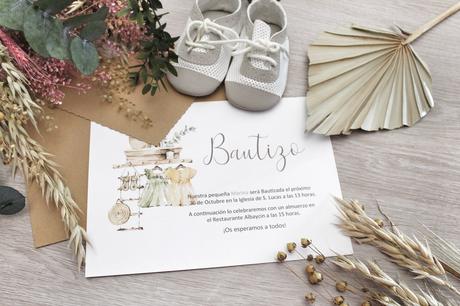 Invitaciones de Bautizo de Estilo Boho Invitaciones de Bautizo de Estilo Boho