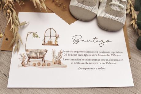 Invitaciones de Bautizo de Estilo Boho Invitaciones de Bautizo de Estilo Boho