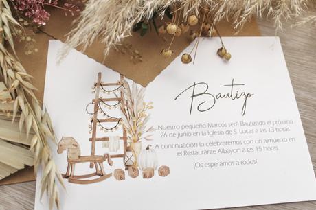 Invitaciones de Bautizo de Estilo Boho Invitaciones de Bautizo de Estilo Boho