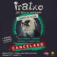 Cancelado el concierto de Iratxo en la Sala Caracol
