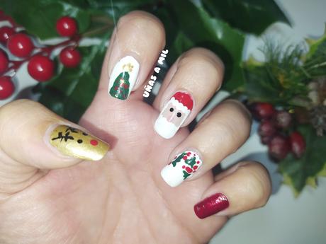 Diseño de uñas para Navidad con Papa Noel