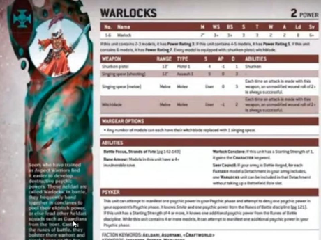 Posible hoja y figura de Brujo Eldar a pie, filtradas