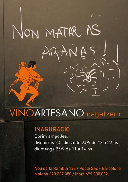 Cartel inauguración Vino Artesano magatzem
