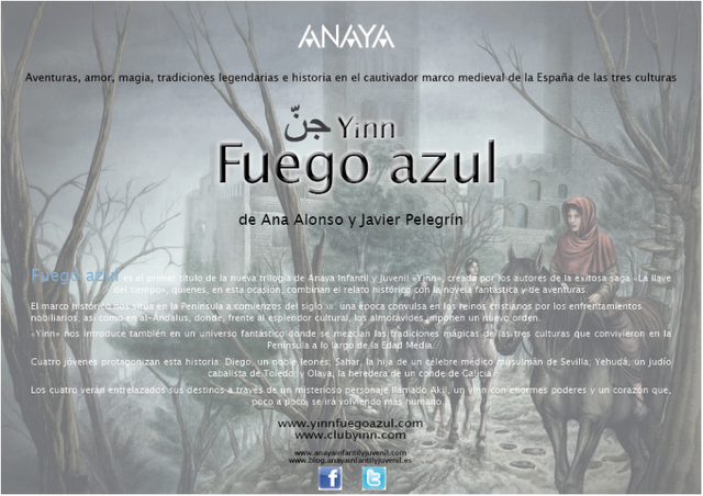 Yinn, fuego azul. La nueva novela de Ana Alonso y Javier Pelegrín.