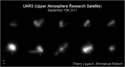 UARS baja velocidad, impacto al final de la noche o primera hora de mañana