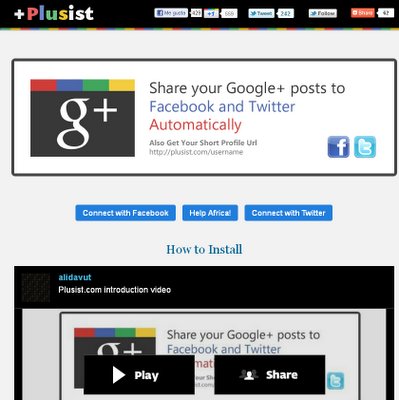 Plusist - Comparte los post de Google + en Facebook y Twitter