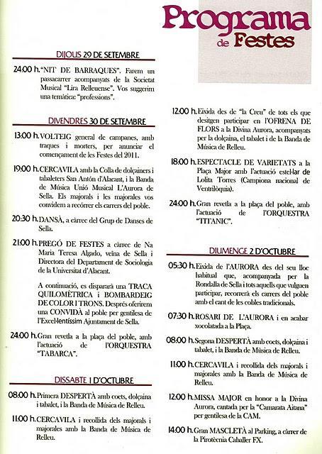 Sella. Fiestas Patronales de la Divina Aurora 2011