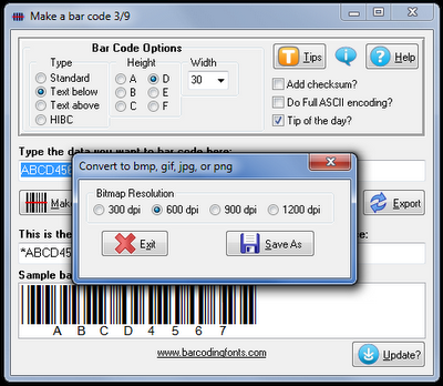 Free Bar Code 3 of 9 - Generador de codigos de barras gratuito