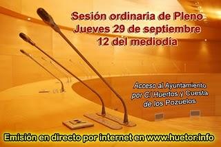 Sesión plenaria el jueves 29 de septiembre a las 12 del mediodía