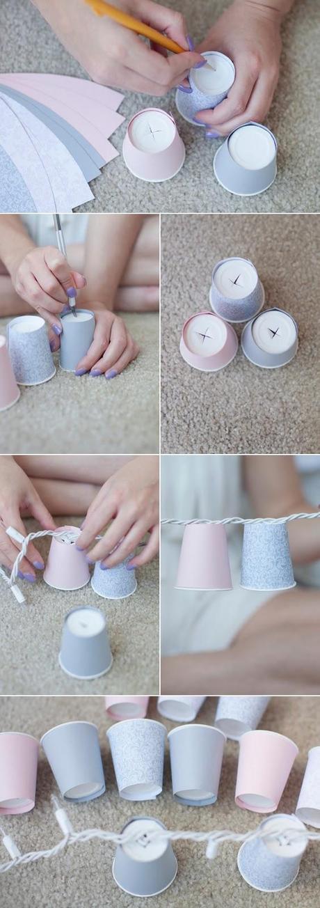 Diy: Guirnalda de vasos de papel iluminados