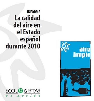 Informe de Ecologistas en Acción: La calidad del aire en España durante 2010