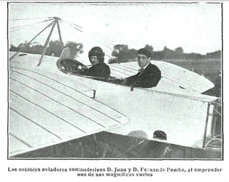1914:los hermanos Juan y Fernando Pombo antes de emprender vuelo
