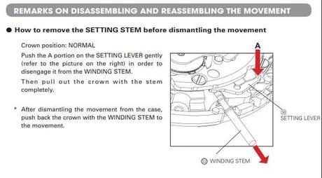 Calibre 6R15 Automático de Seiko – Información detallada extraer tija 4R36