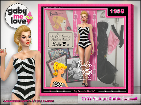 1959 Vintage Barbie Swimsuit (Sims 4) cc clothe