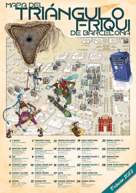 Mapa del Triangulo Friki de Barcelona (5ª ed)