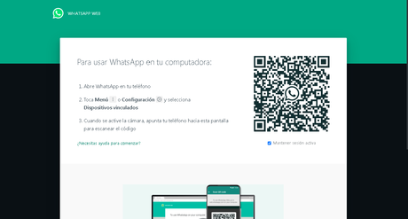 Página principal de Whatsapp Web
