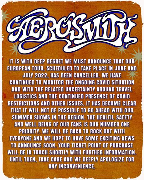 Cancelado el concierto de Aerosmith en Madrid