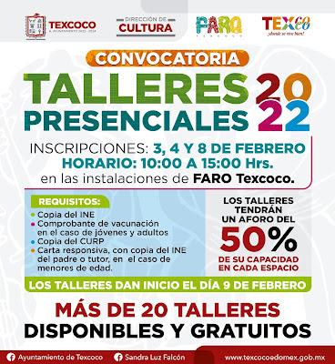ABRE EL FARO DE TEXCOCO INSCRIPCIONES PARA 26 TALLERES GRATUITOS PARA TODO EL PÚBLICO