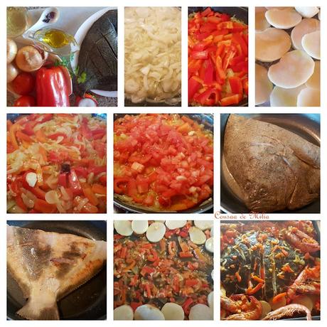 Rodaballo con langostinos Rodaballo con langostinos