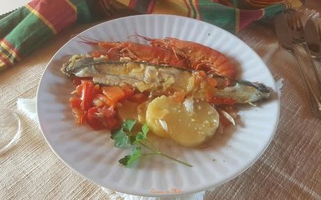 Rodaballo con langostinos Rodaballo con langostinos