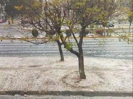 Se reporta intensa granizada en algunas partes de la capital potosina
