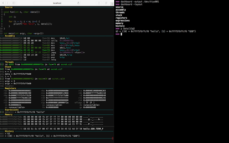 Panel de GDB: interfaz visual modular para GDB en Python