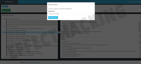 Pantalla de herramientas HTTP del visor de API web de MobSF