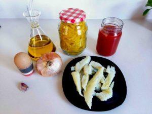ingredientes macarrones con bacalao y alioli