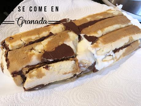 Tronco de tiramisú sin gluten y sin horno