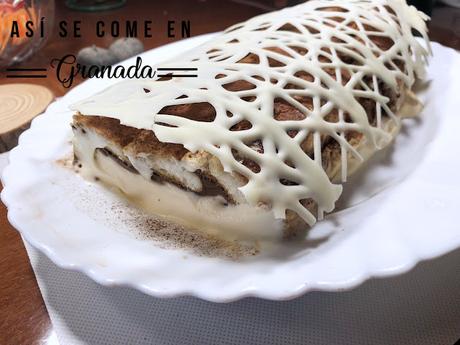 Tronco de tiramisú sin gluten y sin horno