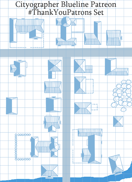 City/Village Blue-line Map Icons (Any Editor), de Inkwell Ideas