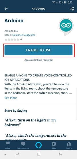 Integración con Arduino IoT Cloud Amazon Alexa