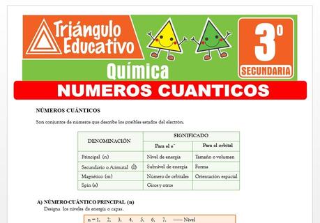 Ejercicios de Números Cuánticos para Tercero de Secundaria Ejercicios de Números Cuánticos para Tercero de Secundaria