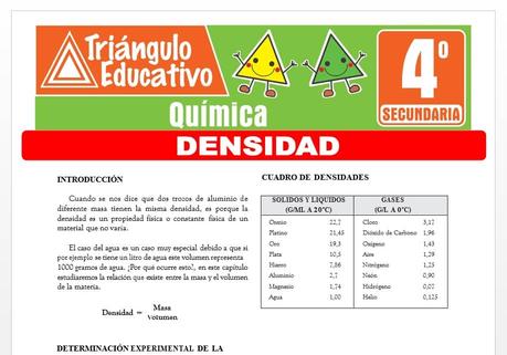 Densidad para Cuarto Grado de Secundaria Densidad para Cuarto Grado de Secundaria