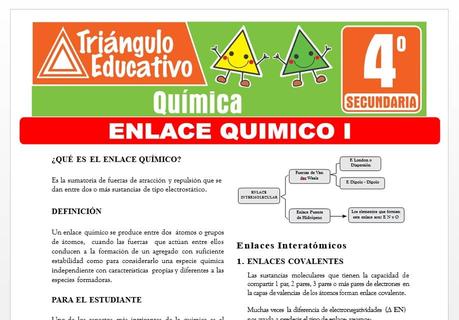 Ejercicios de Enlace Químico I para Cuarto de Secundaria Ejercicios de Enlace Químico I para Cuarto de Secundaria