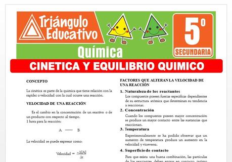 Cinética y Equilibrio Químico para Quinto de Secundaria Cinética y Equilibrio Químico para Quinto de Secundaria