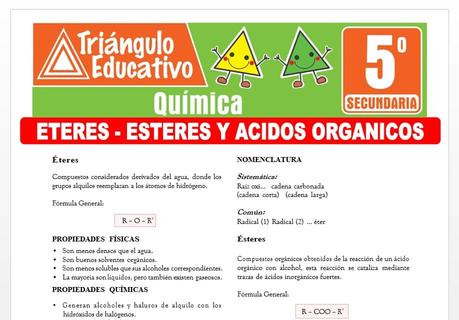 Éteres, Esteres y Ácidos Orgánicos para Quinto de Secundaria