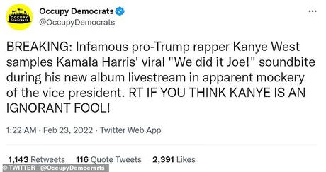 Kanye West experimentó el momento ‘viral’ de Kamala Harris We Did It, Joe’ durante la presentación de Donda 2