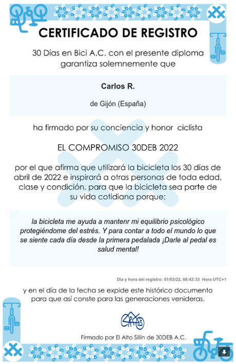 Mi Compromiso para #30diasenbici 2022